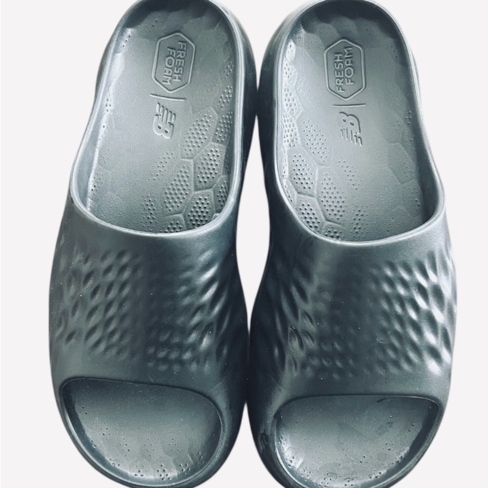Men’s New Balance Charcoal Slide Sandals - Picture 2 of 3
